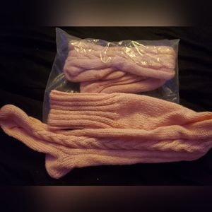 Pink knee high knit socks